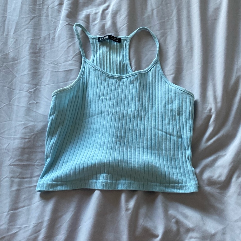 Blue cropped tank top